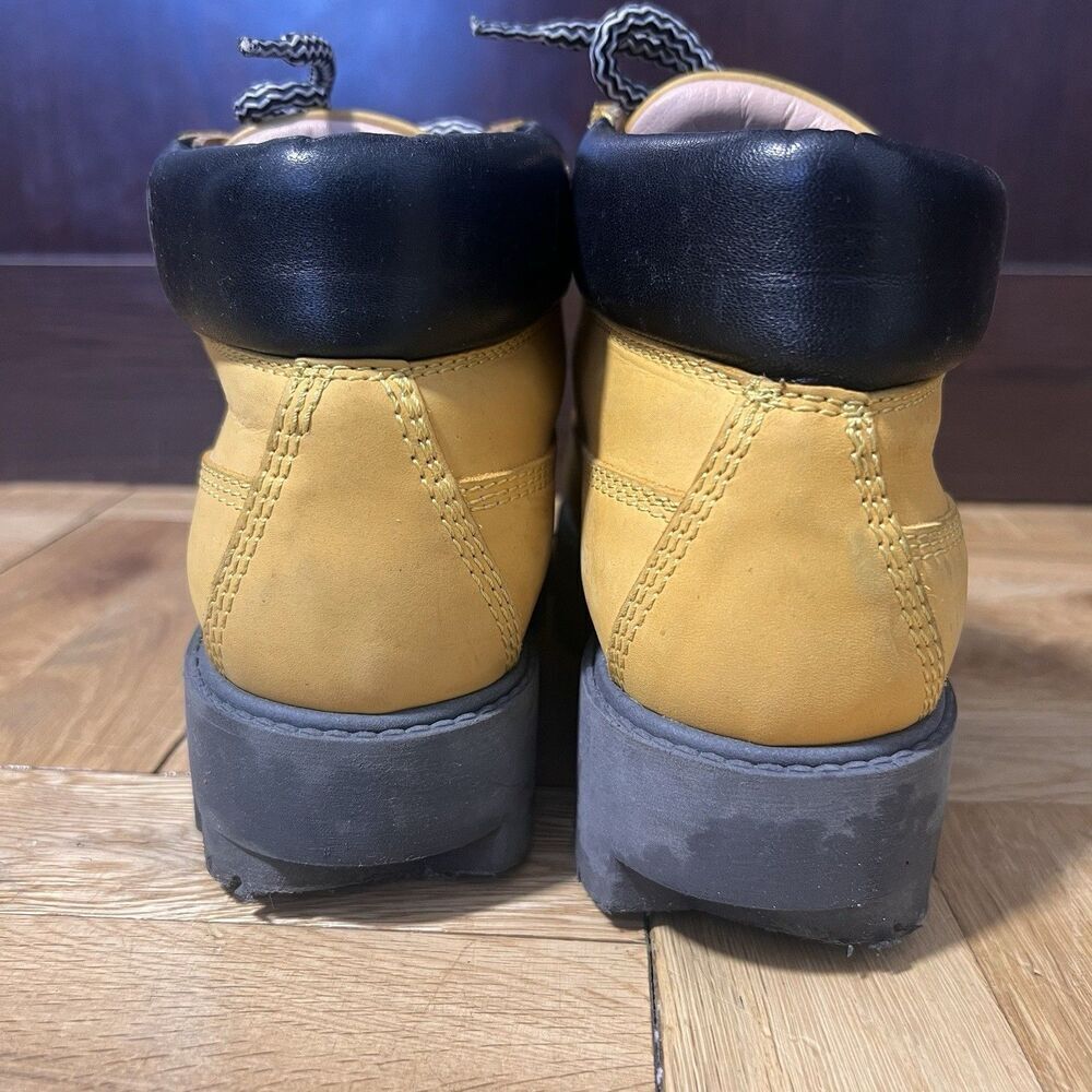 Acne Studios Boots Womens 37 Nubuck Suede‎ Leather Yellow Platform Chunky Bootie - Picture 5 of 9
